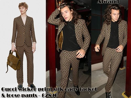 Harry Styles in Gucci men’s geometric print suit: Men’s printed suits