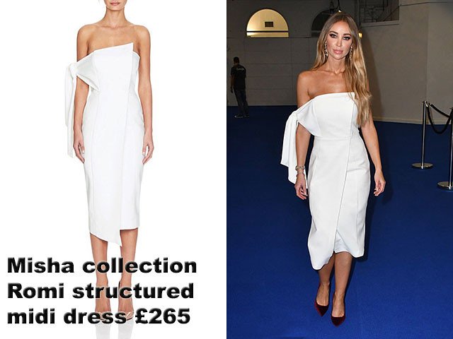 Lauren Pope in a Misha collection Romi structured midi dress