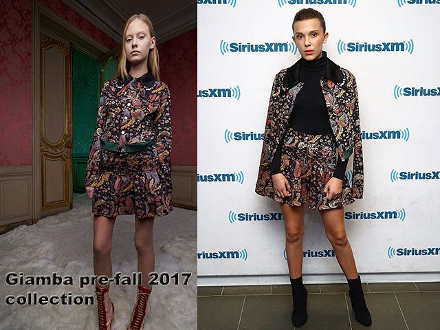 Millie Bobby Brown dressed in Giamba pre-fall 2017 co-ord